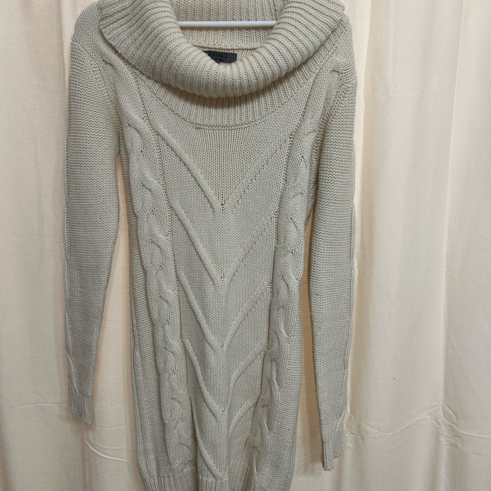 Buffalo, vintage, cowl neck, oversized, Cable Knit, sweater Dress, size medium
